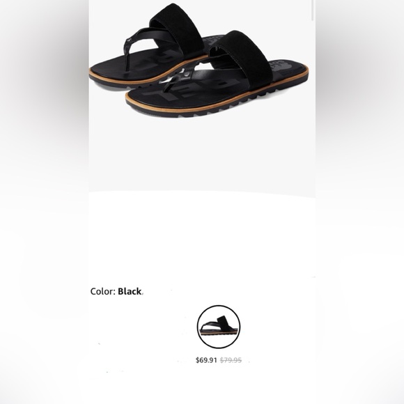 Sorel Ella II Sandals, Black, Leather, 6.5 Women’s, Summer Style 🩴🖤😎 - Picture 5 of 7